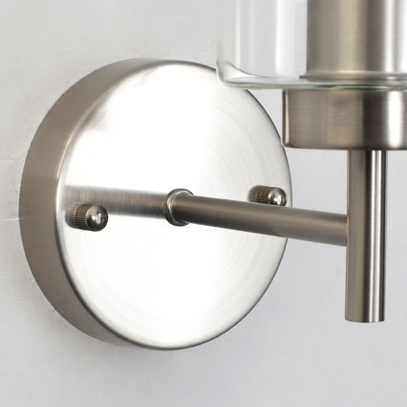  Alacam 1 - Light Brushed Nickel Bath Sconce Wall Light with Glass Shade for Toilet, Hallway, Staircase, Living Room, Bathroom Dining Room-10.2'' H X 3.93'' W