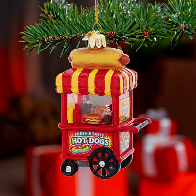 Kurt Adler Noble Gems Glass Christmas Ornament, Hot Dog Cart