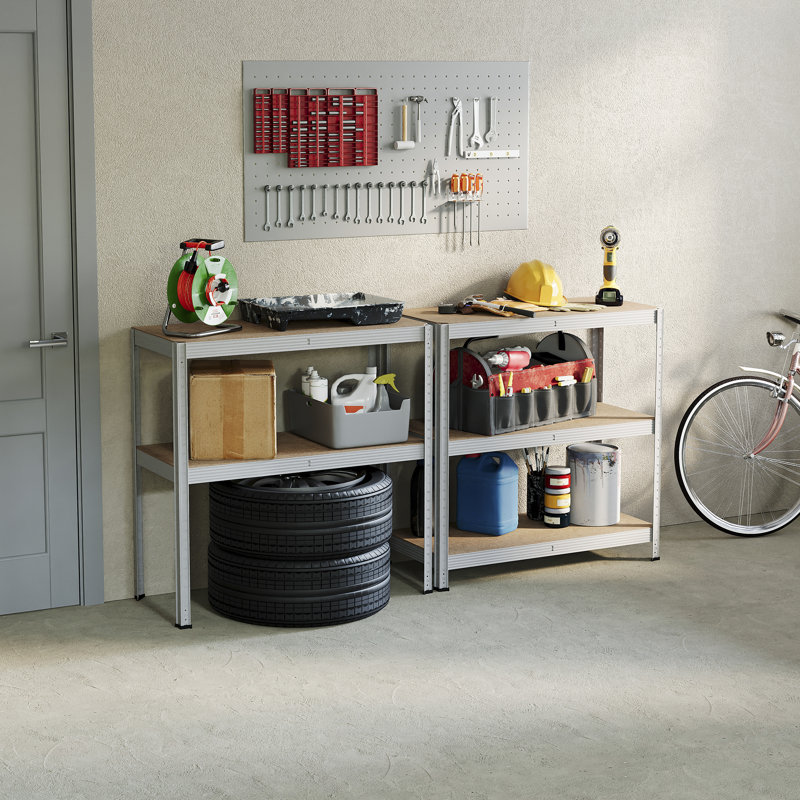 Vida Metal Height -Adjustable Shelving Unit, Galvanised, Large