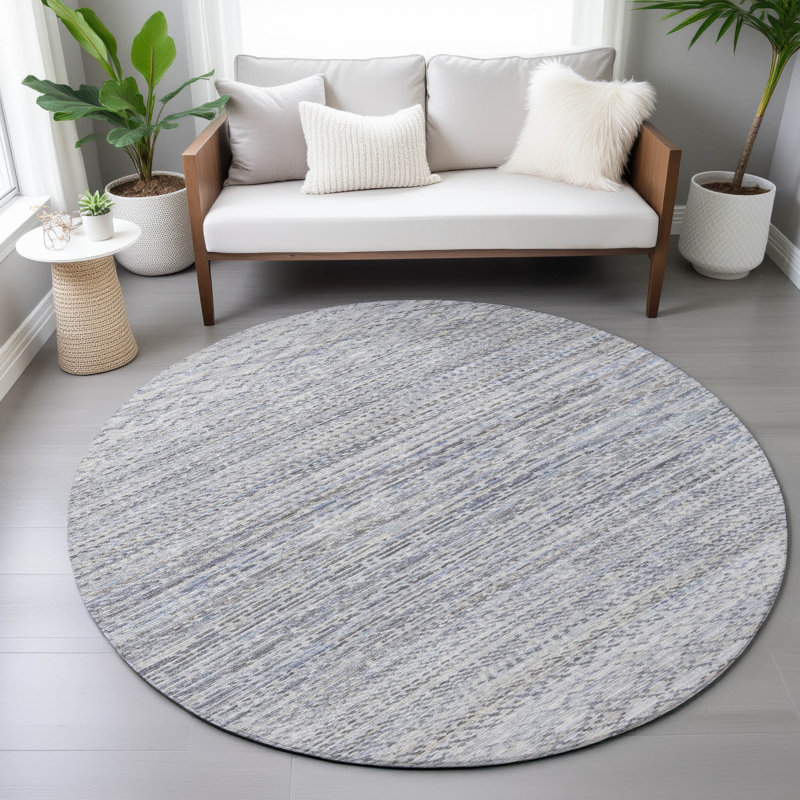 Machine Washable Indoor/Outdoor Colman ACN2150 Striped Rug, Round 8'