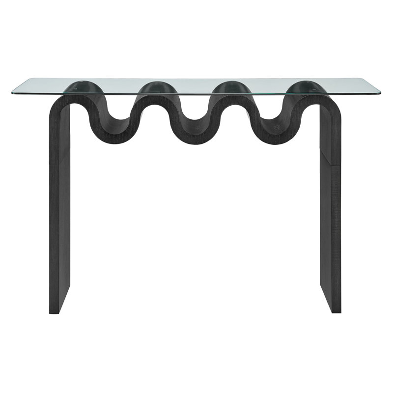 Ondine Glass Top 50" Console Table In Spiced Apple, Black
