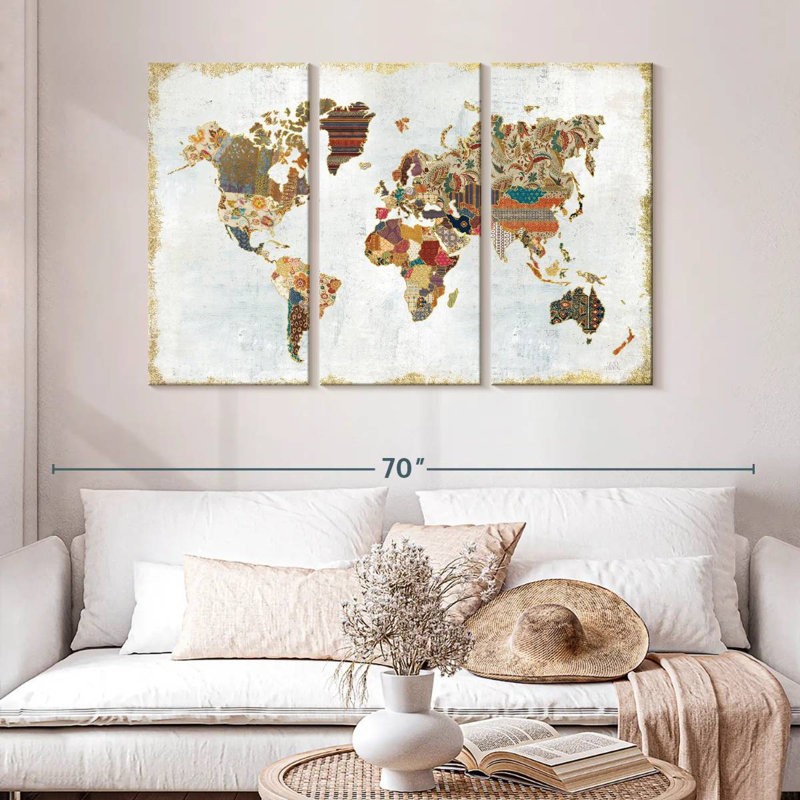 Aliaz Pattern World Map, 32" H x 50" W