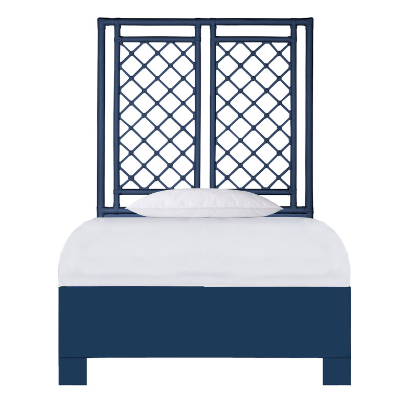 X & Diamond Low Profile Platform Bed, Twin, Navy
