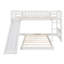 Lit simple superposé au-dessus d'un lit simple avec glissière et échelle, blanc