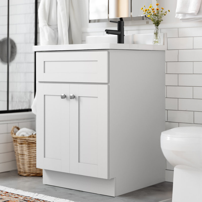 Brookings 25 Inch White Bathroom Vanity with Cultured Marble Top