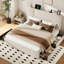 Lit plateforme Queen Size avec tête de lit ajustable et tiroirs de rangement, beige-695053005-695053007