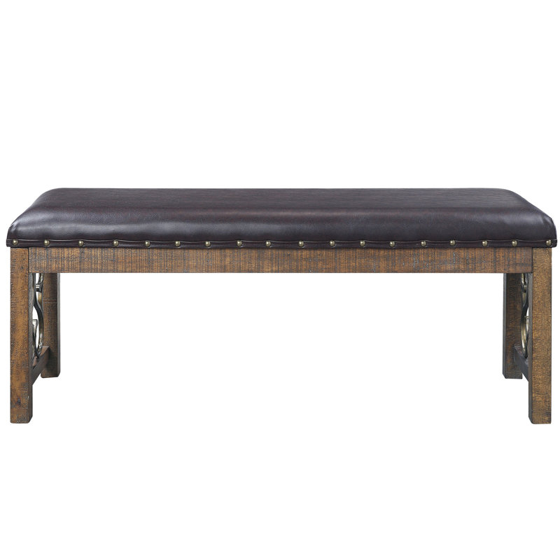Banc de salle à manger moderne: cerisier noir et patiné avec garniture en mousse et faux piédestal