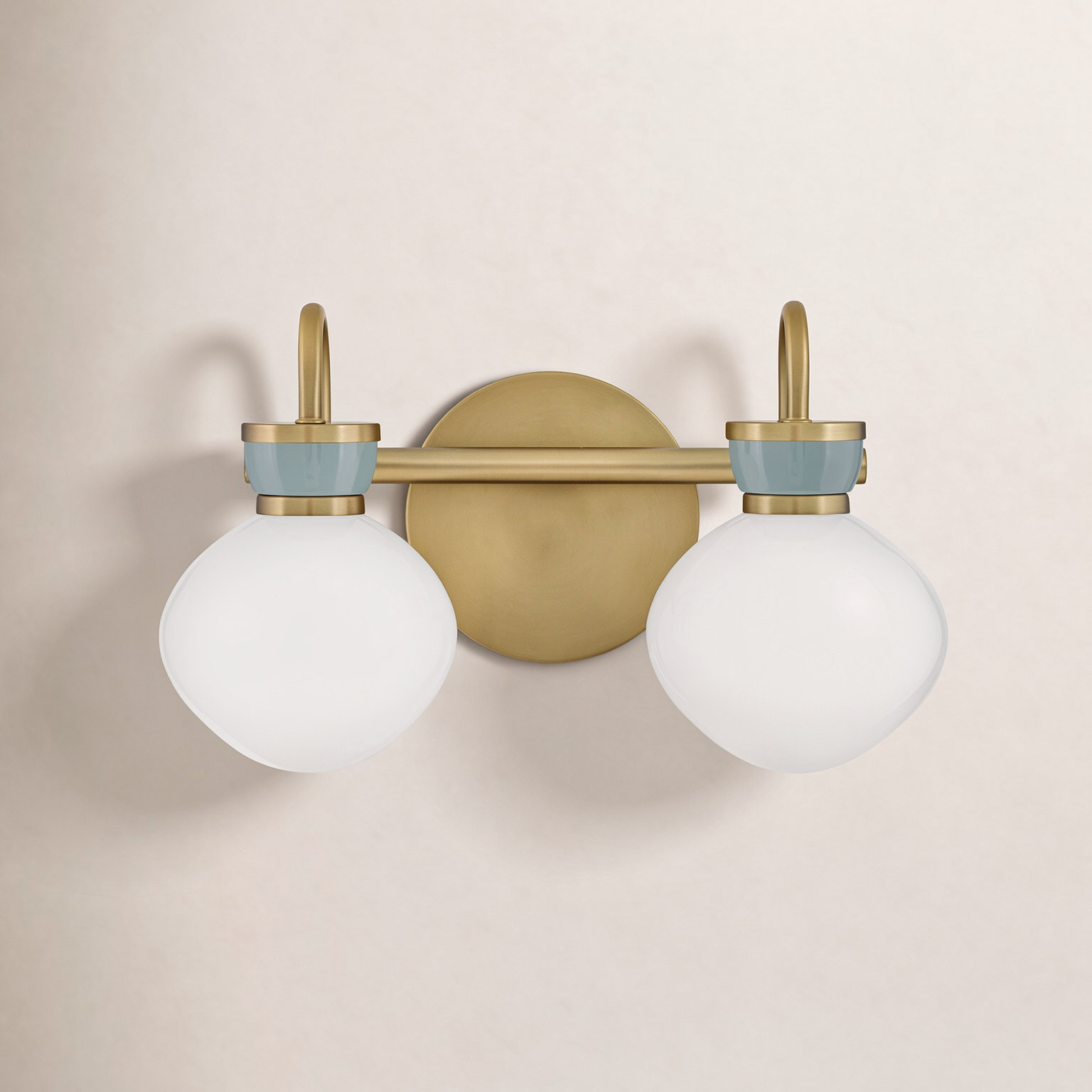 2-Light Opal Glass Bath Sconce, Bronze