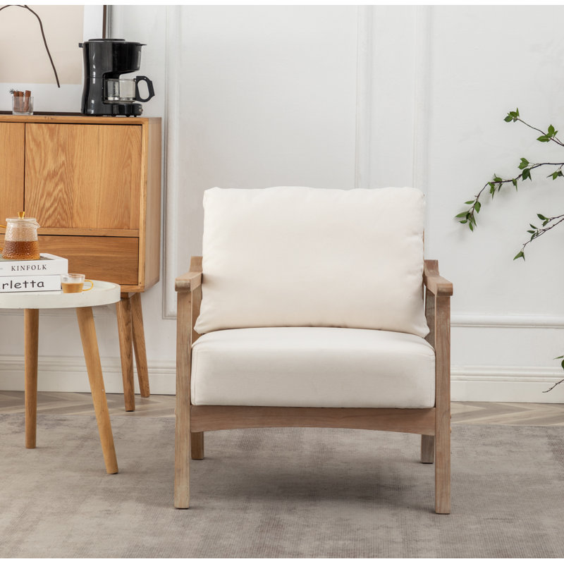 Tryphosa Upholstered Armchair, Beige Linen Blend