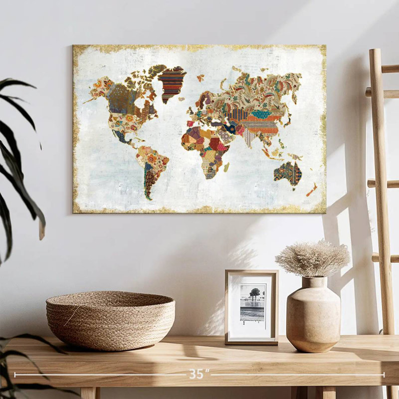 Aliaz Pattern World Map, 16" H x 24" W