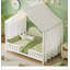 Lit Montessori au sol avec baldaquin, cadre de lit enfant en forme de maison avec hautes barrières, lit enfant en bois avec toit, taille standard-1549407756-1549407757