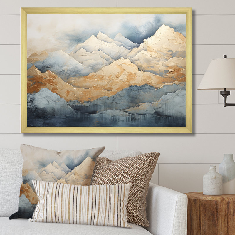 «Majestic Mountain Peaks IV», reproduction sur toile, Cadre doré simple, H 34 po x l 44 po x P 1,5 po