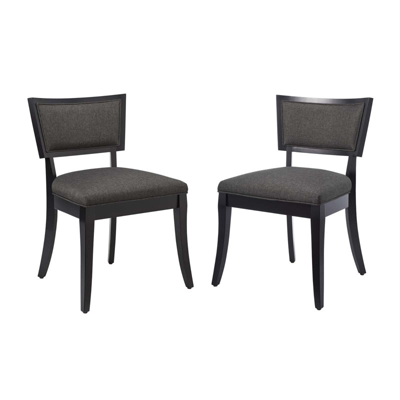 Pristine Upholstered Fabric Dining Chairs, Gray