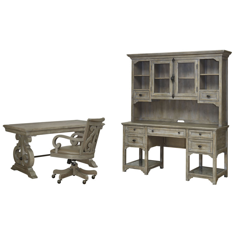 Writing Desk With Lateral File, 2 Pieces: Desk, Filing Cabinet