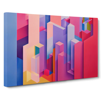 Glowing Architecture Abstract Art - Wrapped Canvas