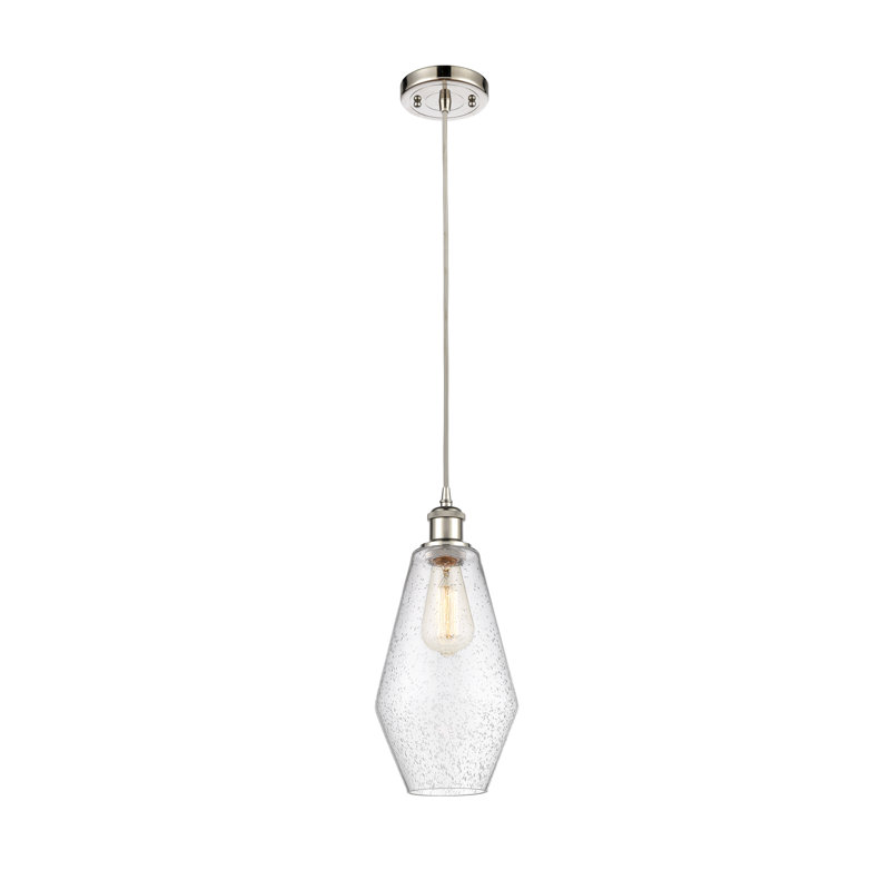 Luminaire suspendu simple à 1 lumière Gabbie, Nickel poli
