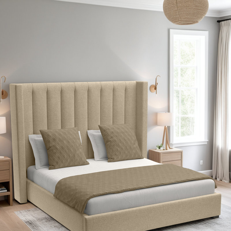 Lit tapissier standard à profil bas Esparto, Grand (moyen), Revolution® graine de lin