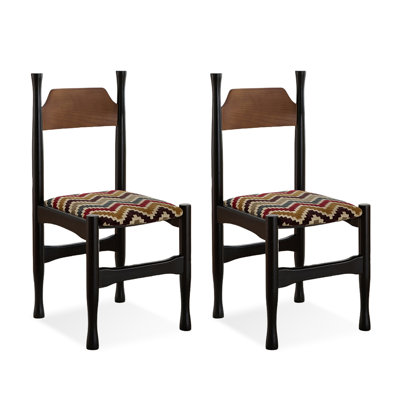 Chaise d'appoint noire à dossier solide (ensemble de 2)