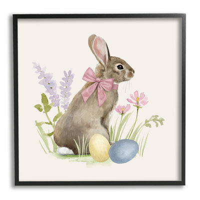 " Easter Bunny Rabbit Bow Spring Flowers And Eggs " by Victoria Barnes