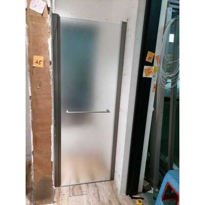 32"-34" W x 72" H Pivot Aluminum Framed Swing Shower Door in Brushed Nickel with 1/4" Frosted Tempered Glass
