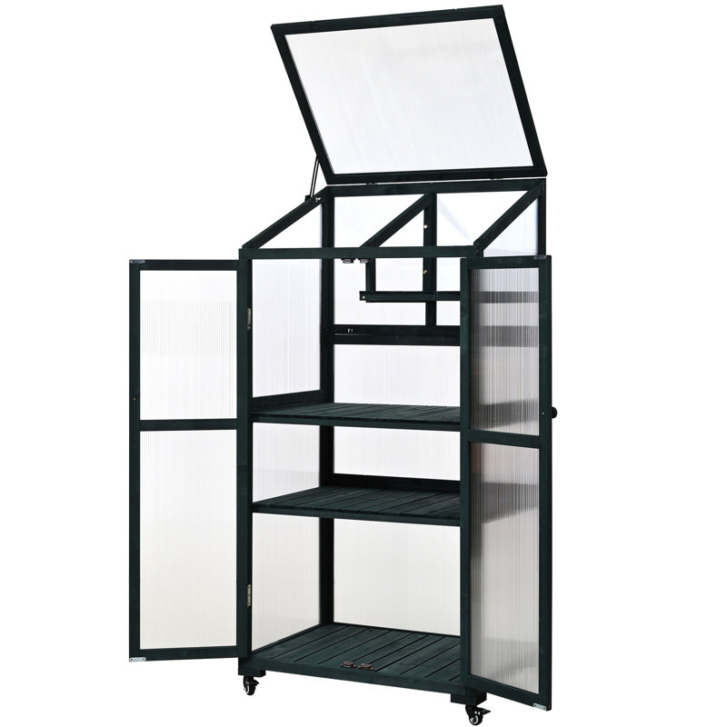 Serre de 62 po de hauteur avec roues amovibles et options de présentation des plantes réglables, 62 systèmes de tablettes de 62 po de hauteur