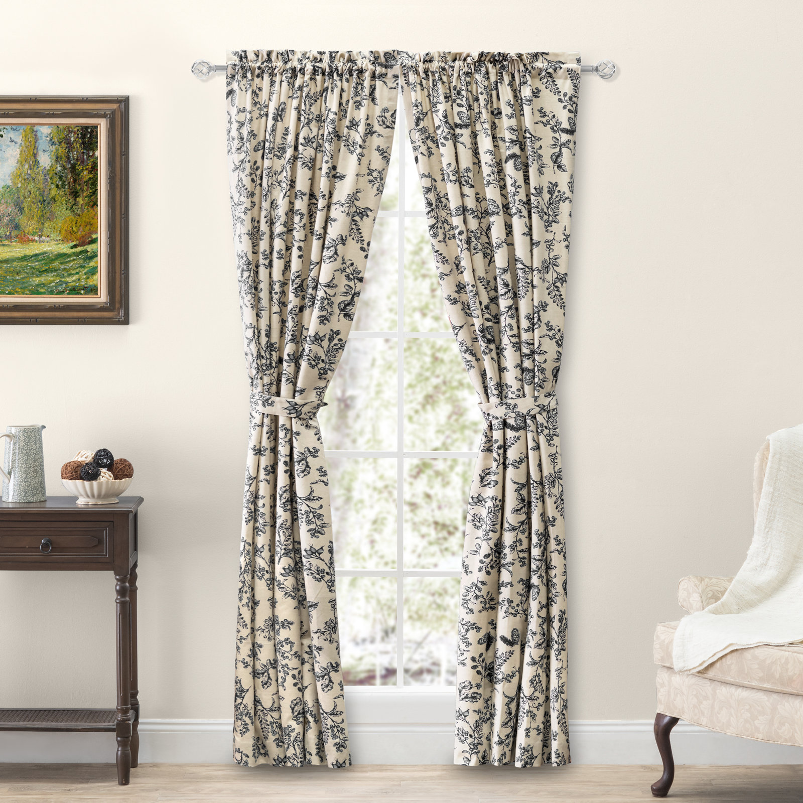 Room Darkening 100% Cotton Curtain, Black, 42" W x 45" L