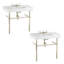 Console en porcelaine de luxe Belle Epoque 35,5 po avec pieds bistro en nickel satiné (ensemble de 2)