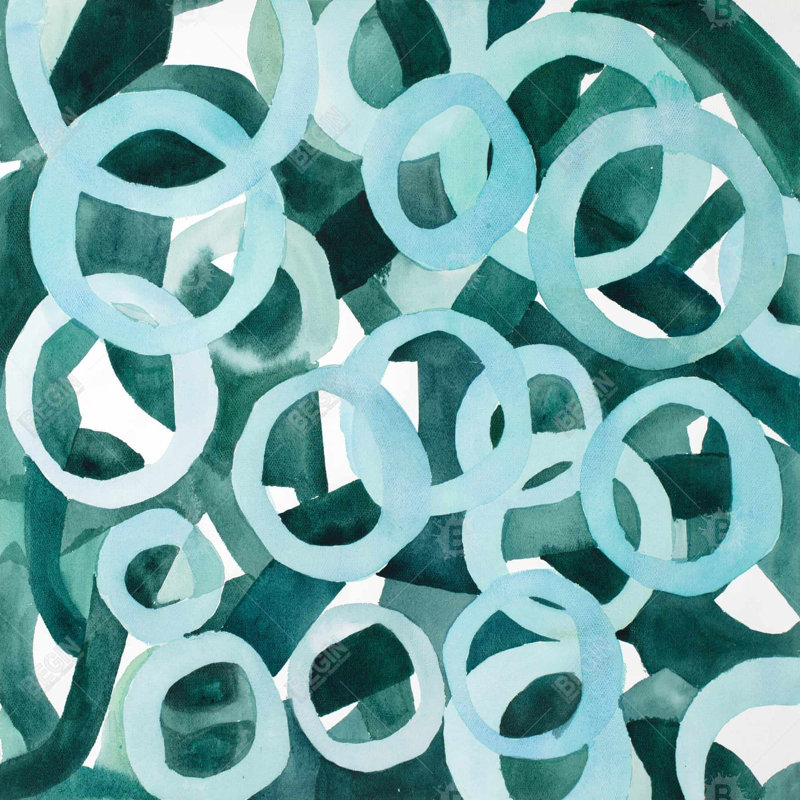 Abstract rings - 16"x16" Throw pillow cover - Poly twill - Print on demand, Blue, 16"H x 16"W