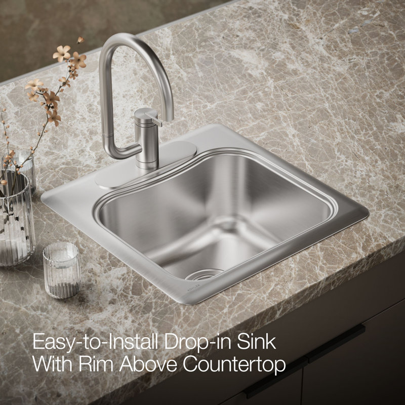 Staccato Top-Mount Single-Bowl Bar Sink with 3 Faucet Holes, 3 holes
