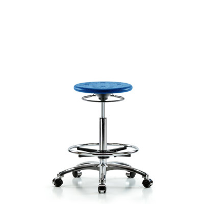 Huron Adjustable Height Ergonomic Lab Stool with Footring Pedestal Base