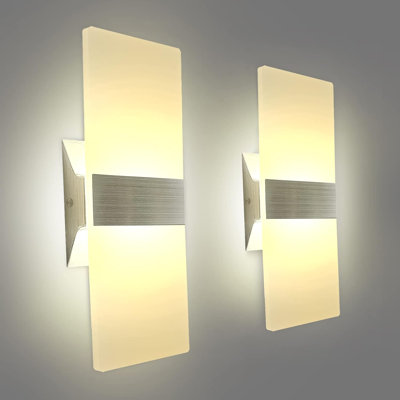 Modern Wall Sconces Set Of Two, Led Wall Light 10W, 6000K White Light Up Downlight, Hardwired Acrylic Wall Light Lighting, Suitable For Living Room Corridor Bedside (Cool White 6000K 2Pack)