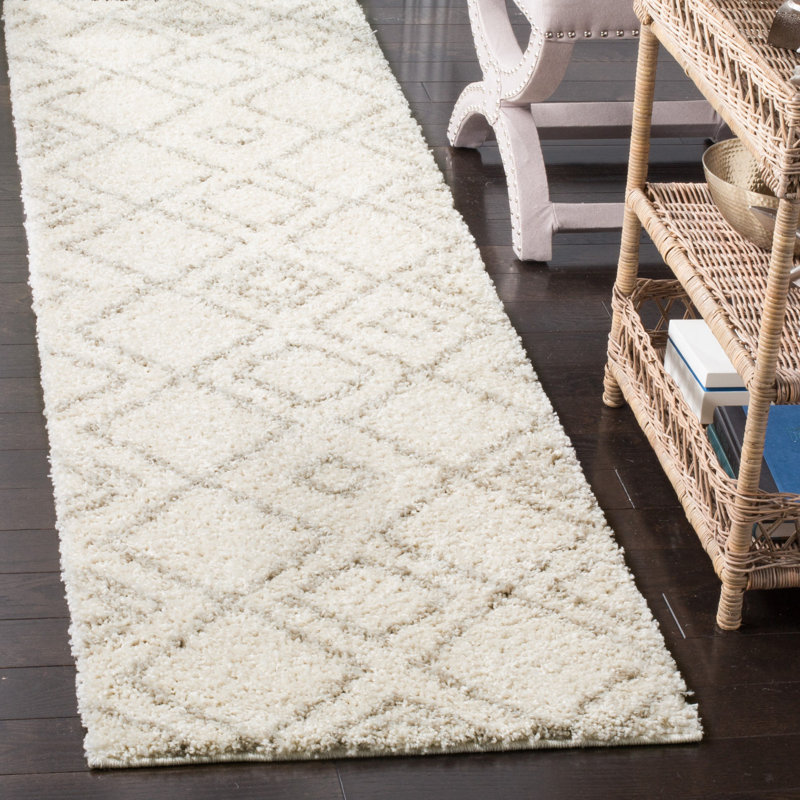 Develin Performance Geometric Rug, Runner 2'3" x 8', Ivory/Beige