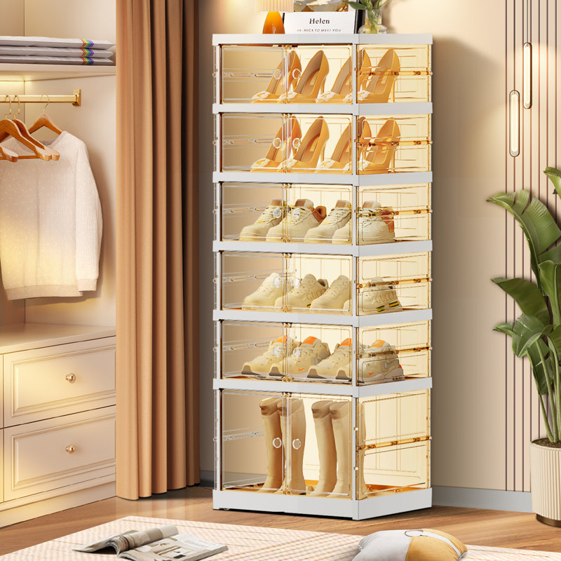 Armoire à chaussures empilable 6 rangées 6 niveaux Alexxis, Blanc