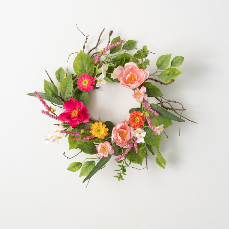 Couronne florale artificielle, L 14,5 po x H 14,5 po x P 4 po