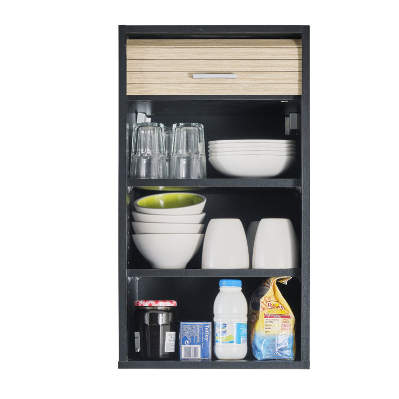Atakan 72cm Kitchen Pantry, Black/Oak
