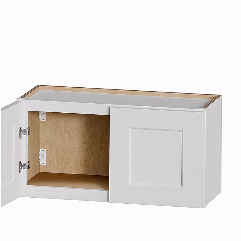Solid Wood Shaker Short Wall Cabinet – 30"W x 12"D x 18"H, Painted White, Ready-to-Assemble (RTA) Kitchen Cabinet (Model W3018)