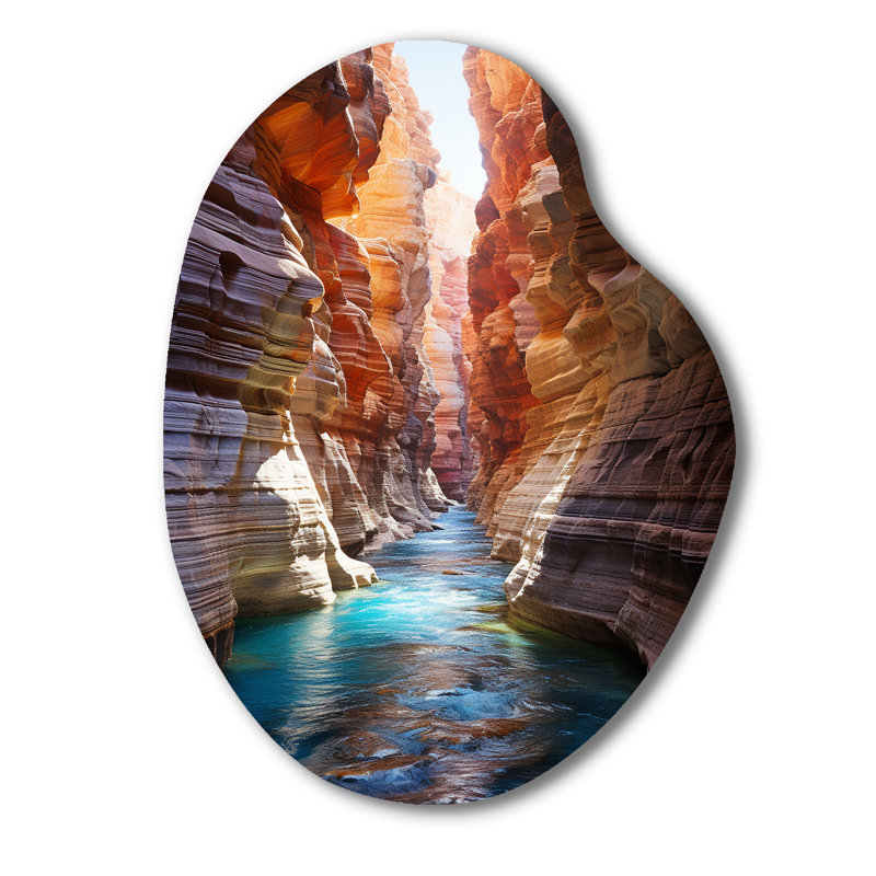Gullens Canyon Antelope Turquoise Drips - Canyon poire en forme d'art mural asymétrique en métal, H 38 po x l 28 po