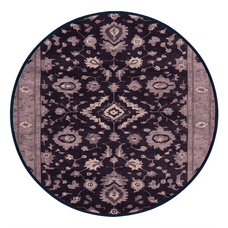 Tapis mauve lavable à la machine, Rond 3 pi