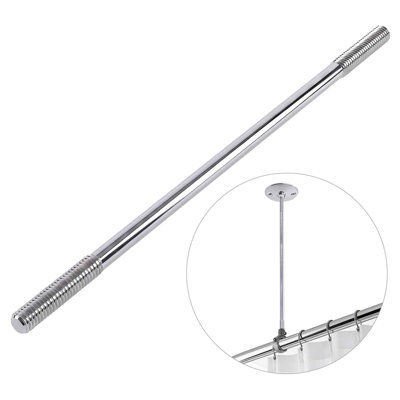36" Shower Rod with Ceiling Support, Metal Shower Curtain Rod, Chrome Plated Finish