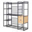 Garde-robe de style ouvert avec rails suspendus, tablettes et tiroirs, noir-107148547