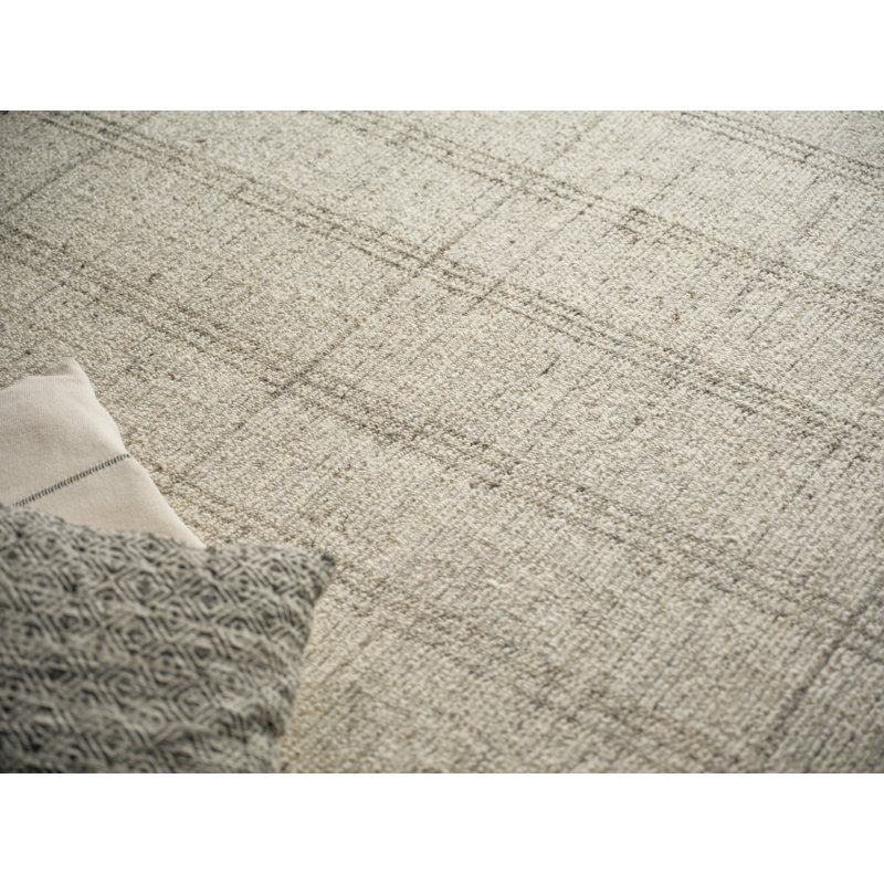 Desi hand-knotted Wool Silver Area Rug, Silver, Rectangle 8' x 10'