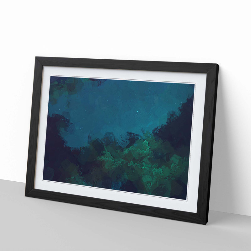Stars over a Forest in Canada - Picture Frame Graphic Art Print, 48cm H x 65cm W x 2cm D, Black Framed