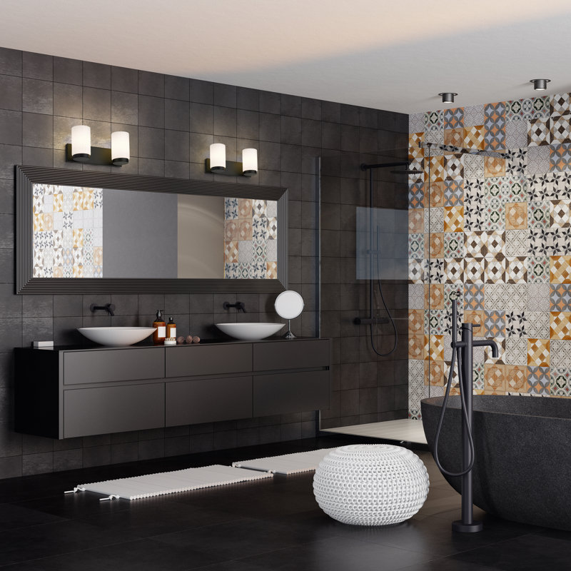 Meuble-lavabo 2 lumières Rosevale, Noir mat