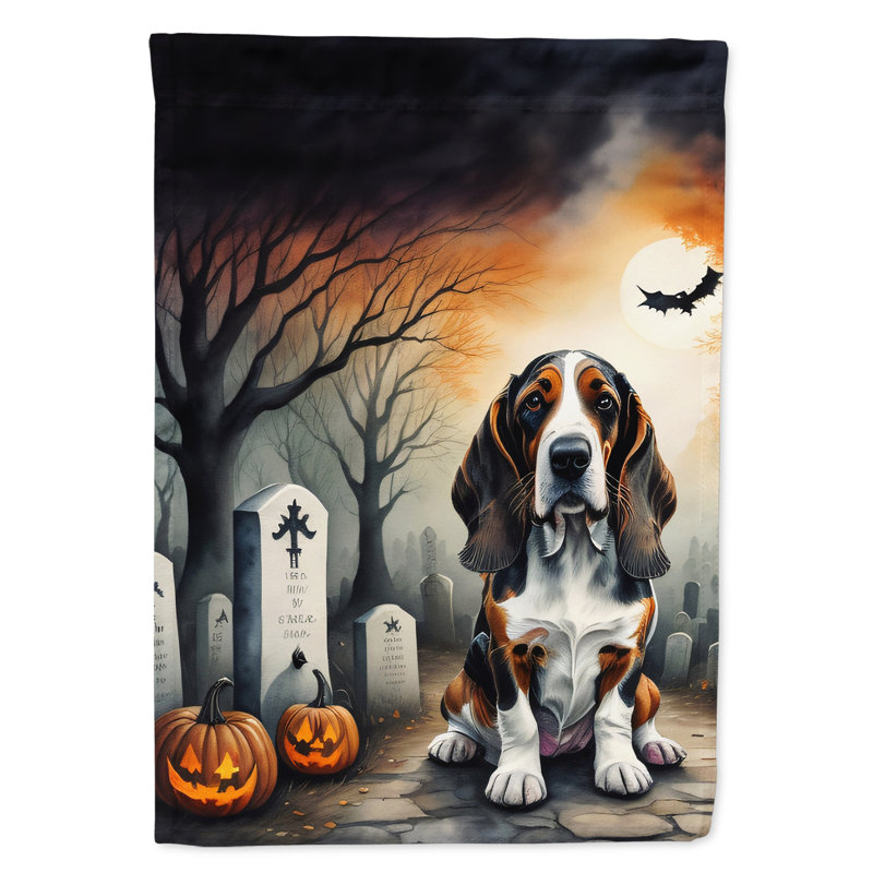 Drapeau de jardin d'Halloween Basset Hound Spooky
