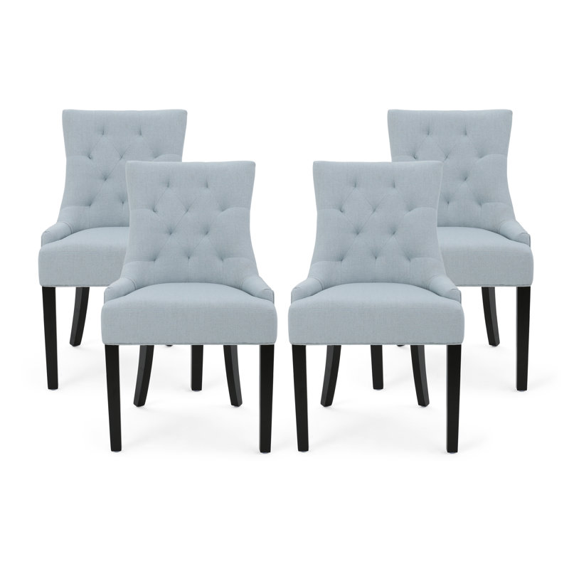 Chaises de salle à manger rembourrées Modern, Mélange de polyester ciel clair, 4