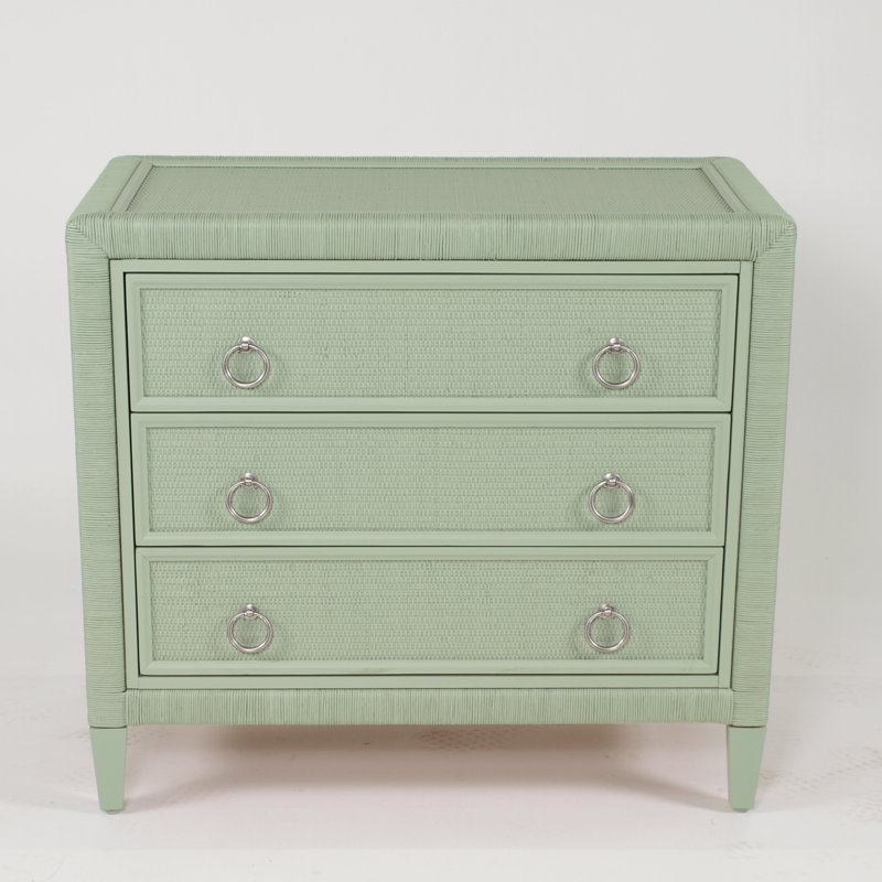 Commode 3 tiroirs Warwick, Céleri, Nickel satiné