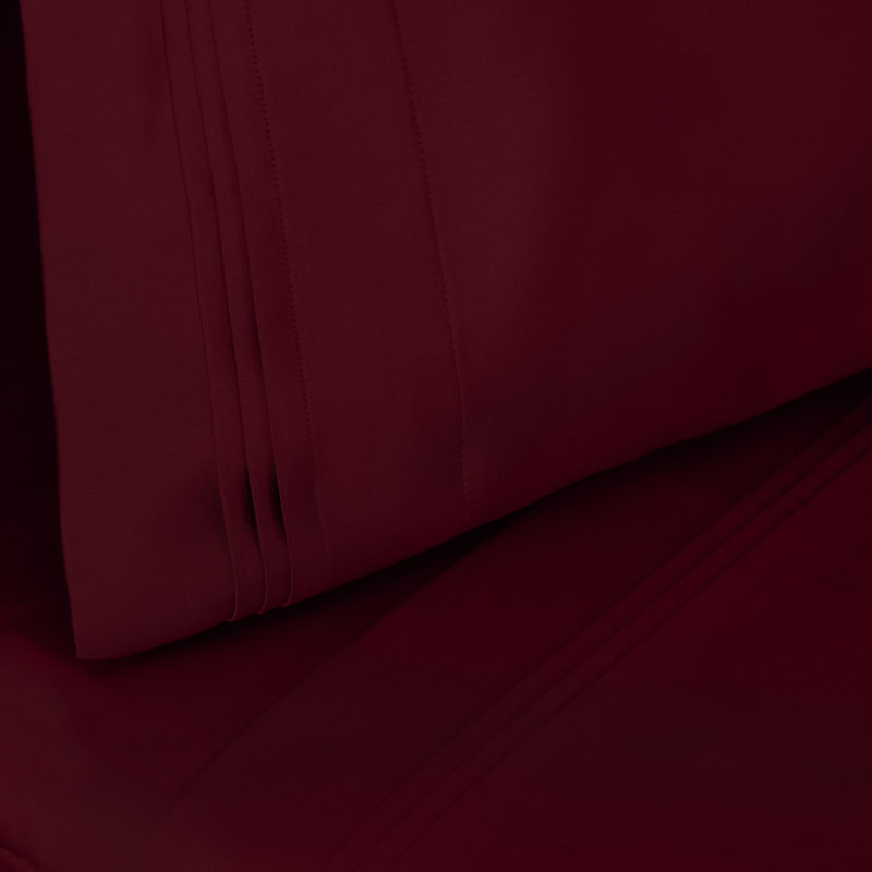 Arling 1000 Thread Count Luxury Certified Egyptian Cotton 2 Piece Sateen Pillowcase, Burgundy, Standard Pillowcase