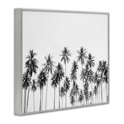 Palmiers paradis en giclée encadrée monochrome, design par Sissi et Seb