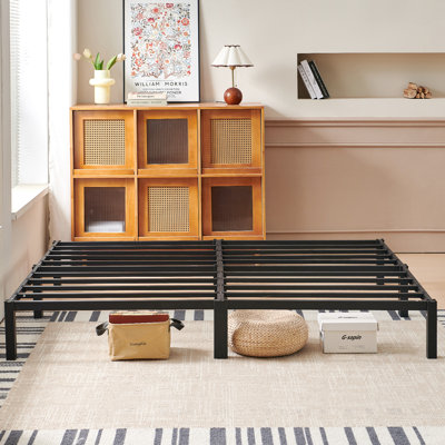 Minimal Screwless Black Bed Frame With Square Feet