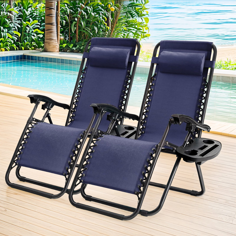 Chaise pliante inclinable Anais (ensemble de 2) Anais, Bleu